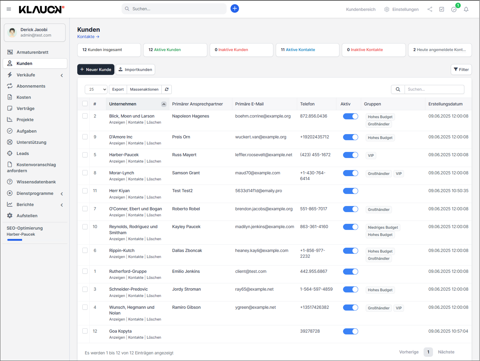 CRM für kleine Unternehmen 3 Kunden