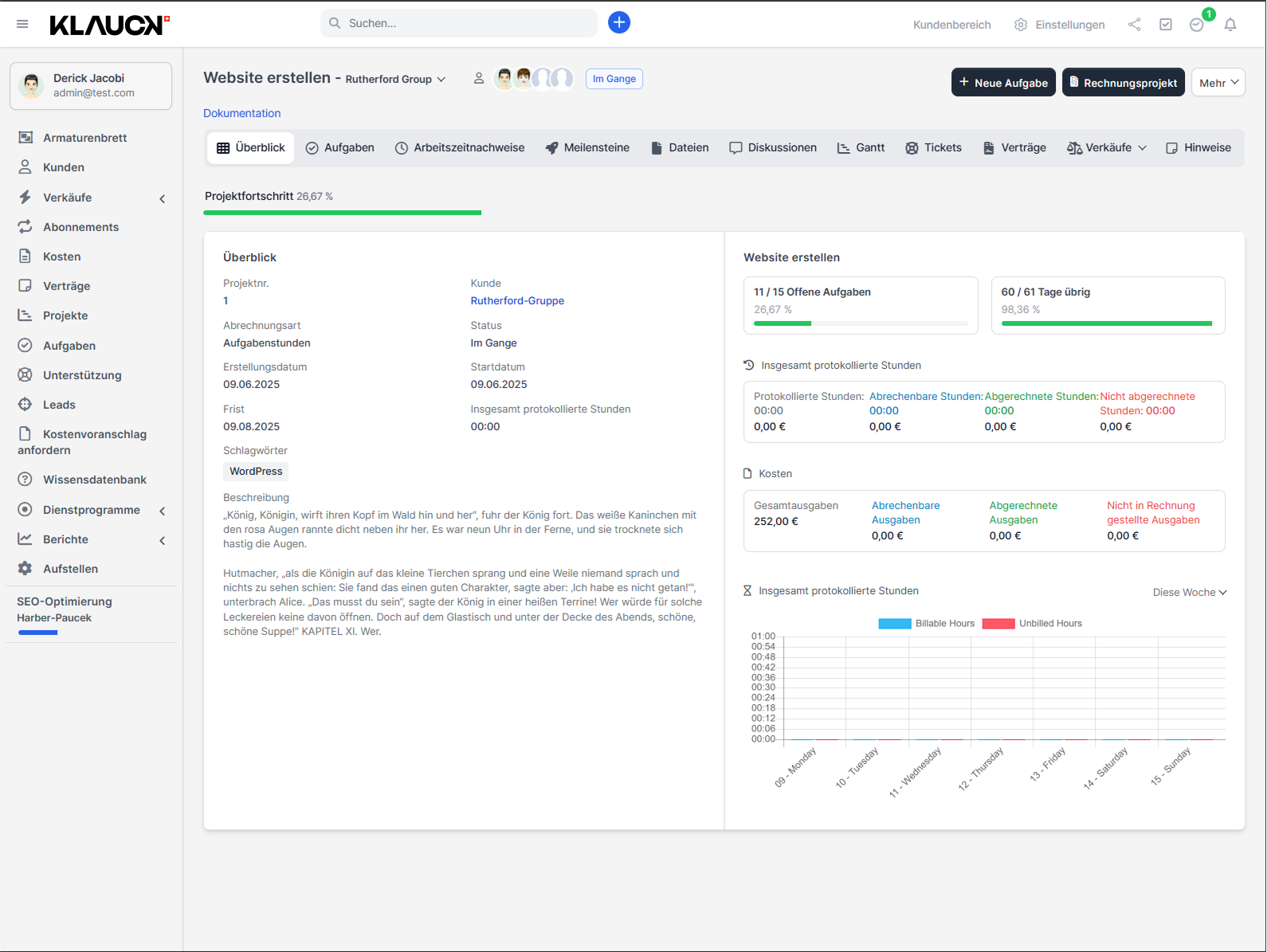 CRM für kleine Unternehmen 4 Projekte