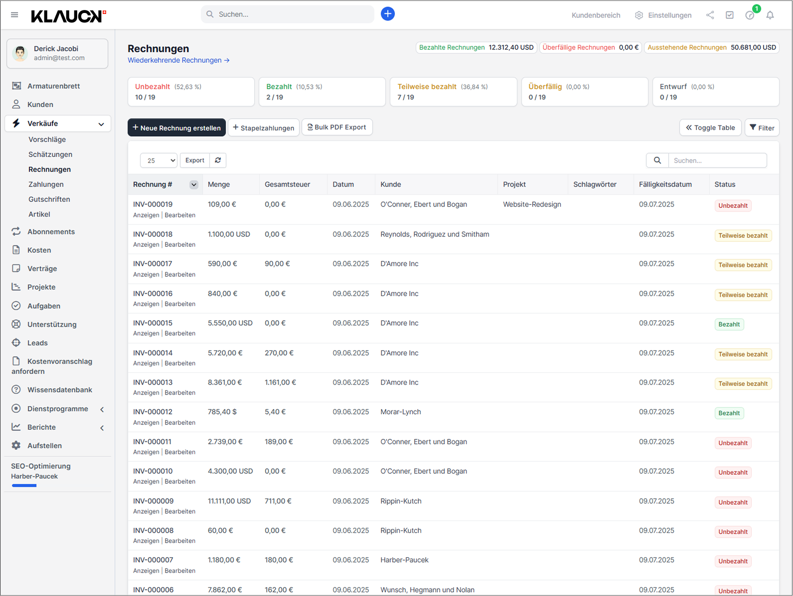 CRM für kleine Unternehmen 5 Rechnungen